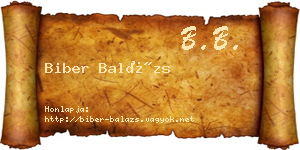 Biber Balázs névjegykártya